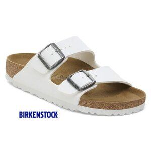 BIRKENSTOCK UNISEX ARIZON TWO STRAP ADJUSTABLE BUCKLE IN WHITE (NWOT)
